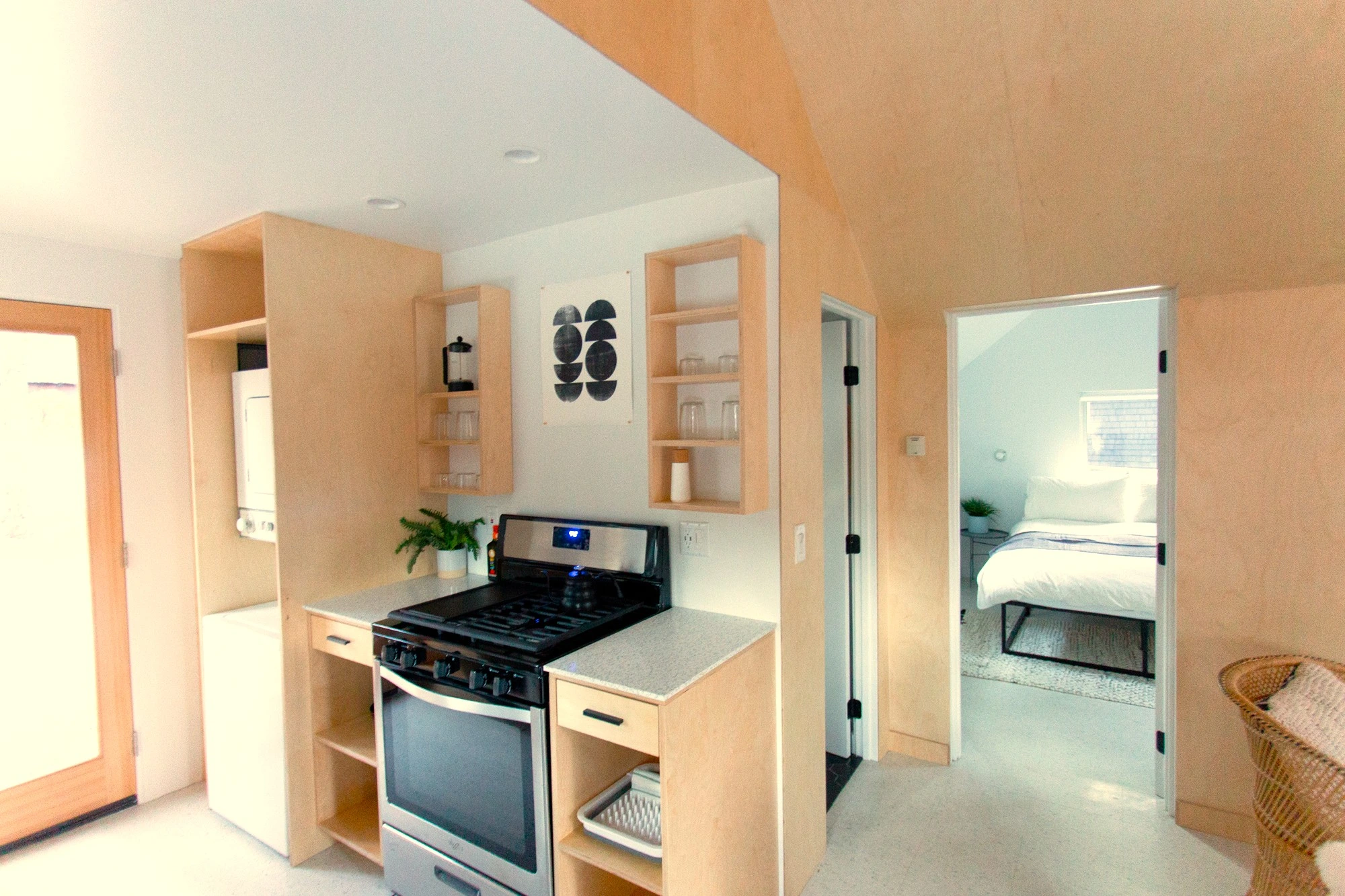 Stay Awhile / C3 cabin bedroom with kitchenette at Colorado Lodge in Big Bear Lake