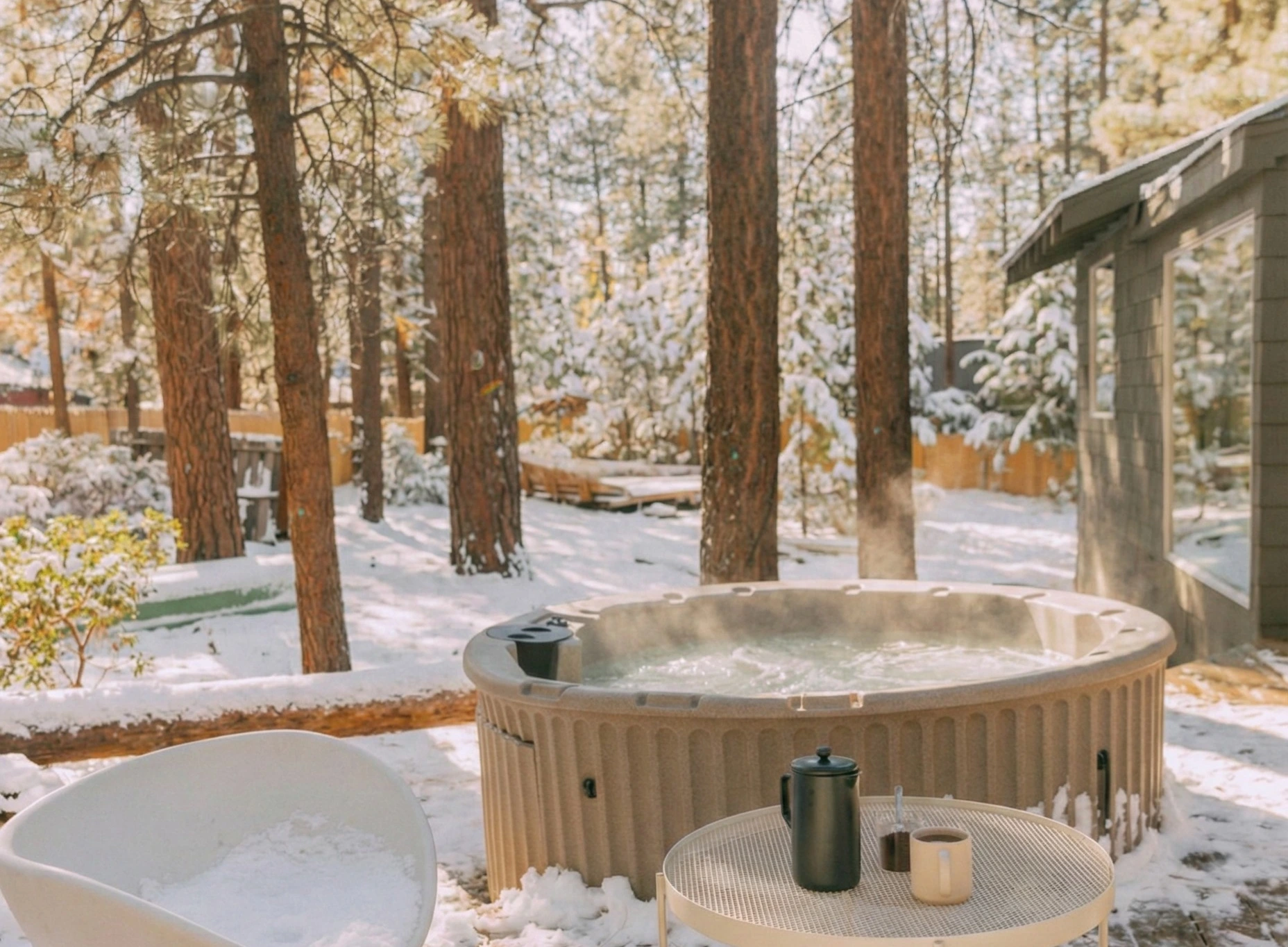 Colorado Lodge / C4 private hot tub on the back deck at Colorado Lodge Big Bear Lake
