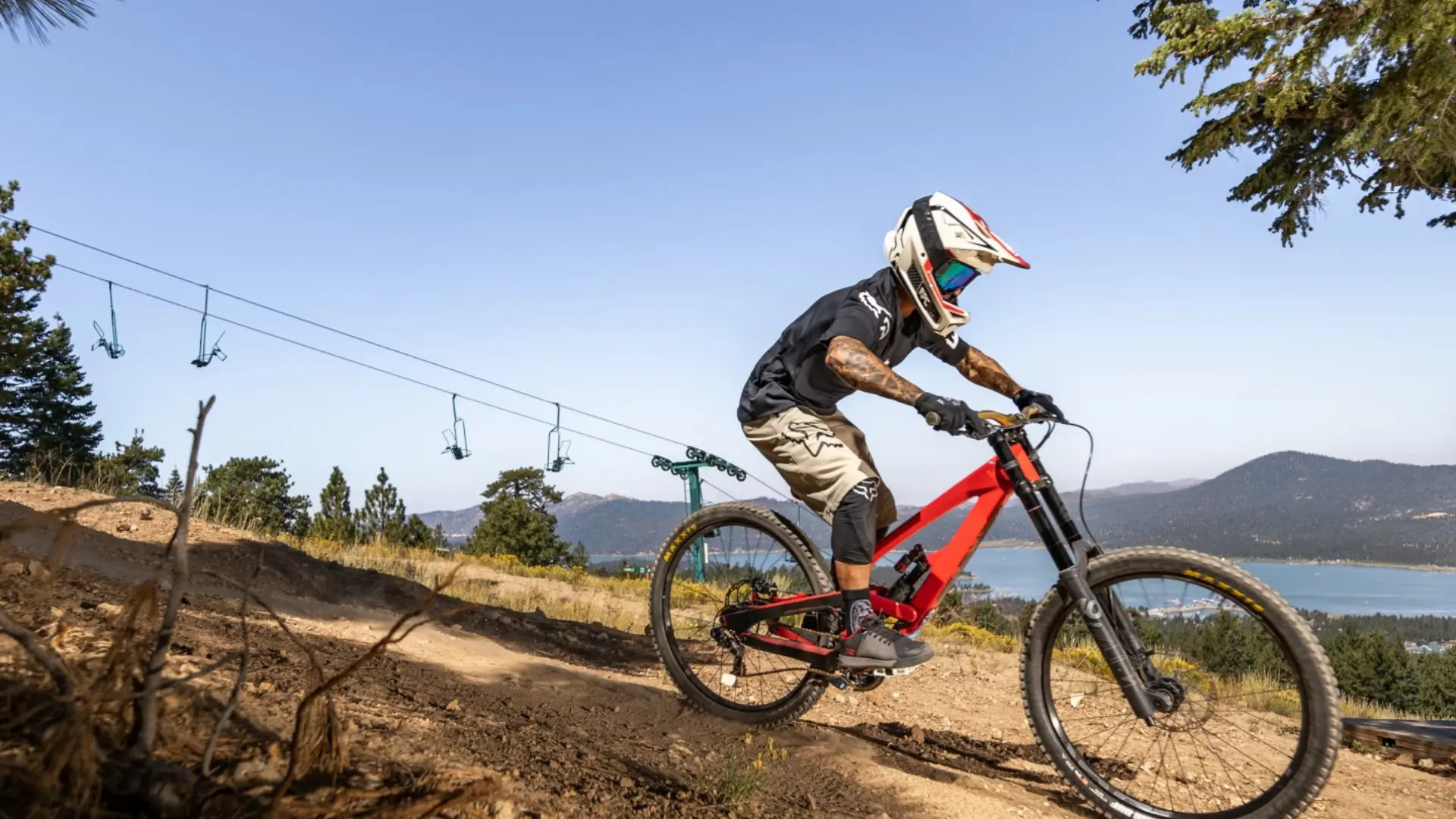 Mountain biking the trails at Snow Summit on a summer day near Colorado Lodge boutique lodge in Big Bear Lake California